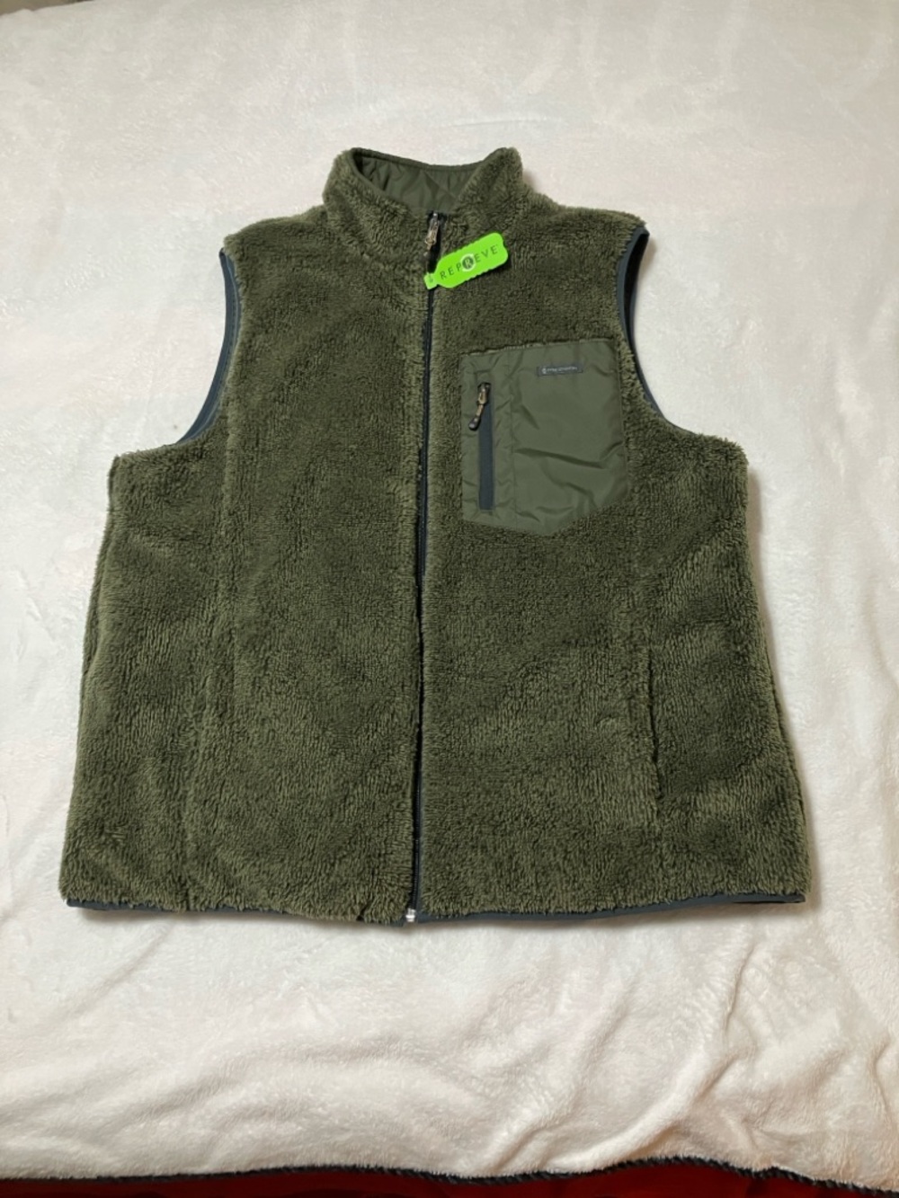 Free Country Quilted Olive Green Men's Reversible Vest XL